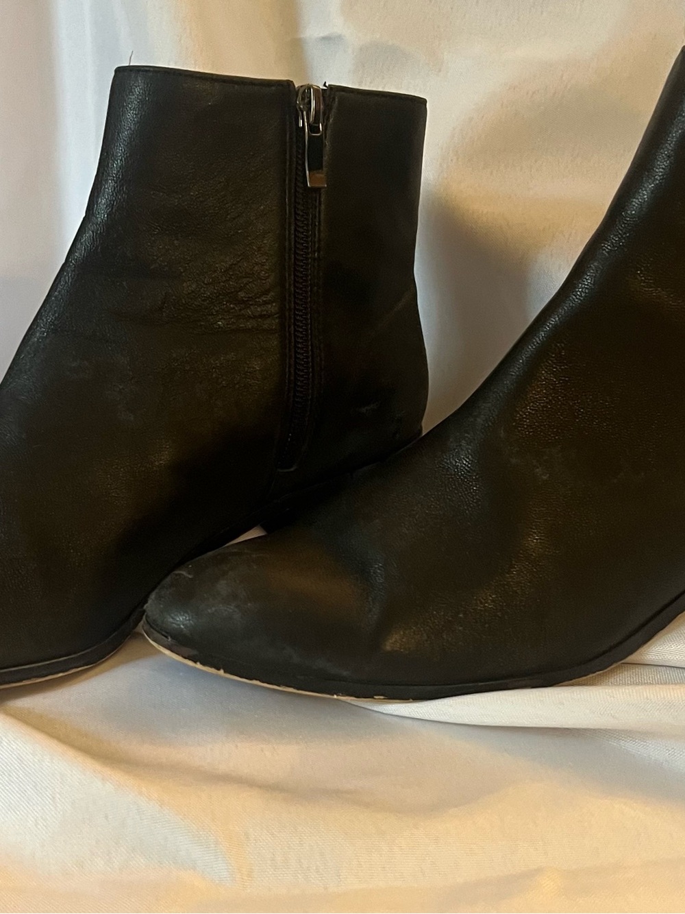 J. Crew Black Leather Ankle Booties with Side Zip